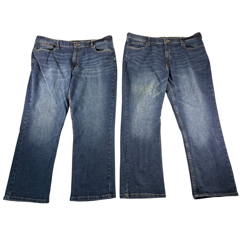 2 Pack Members Mark‎ Mens Straight Fit Premium Stretch Denim Jeans Blue 42x30